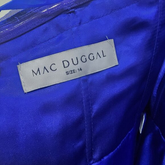 Mac Duggal One-Shoulder Royal Blue Gown Size 14 Tulle & Satin Layers Formal Even - Picture 6 of 7